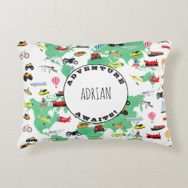 Almofada Decorativa Aventura Personalizada Aguarda Veículos do Mapa Mu