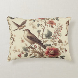 Almofada Decorativa Aves E Flores Vintage