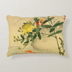 Almofada Decorativa Aves e Peixes-do-ouro