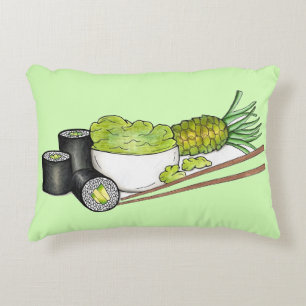 Almofada Decorativa Avocado Rolls Wasabi Sushi Janto de Comida japonês