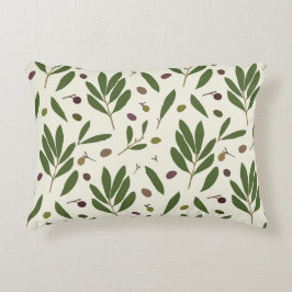 Almofada Decorativa Azeitonas e ramos minimalistas - padrão uniforme.