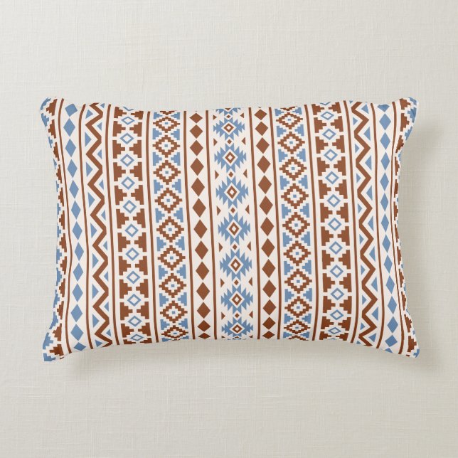 Almofada Decorativa Aztec Essência Vertical Ptn II Creme Azul (Frente)