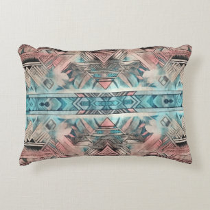 Almofada Decorativa Aztec Sudoeste Pastel Cor-De-Rosa E Azul