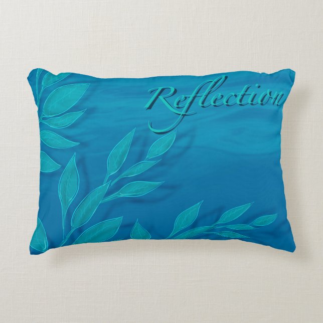 Almofada Decorativa Azul-azul-oceano folha de reflexão (Frente)