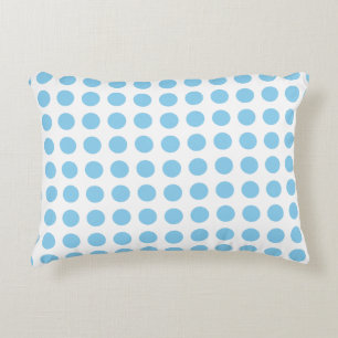 Almofada Decorativa Azul-bebê em Bolinhas horizontais grandes brancas