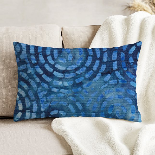 Almofada Decorativa Azul Boho Batik Espirais Abstratas (Criador carregado)