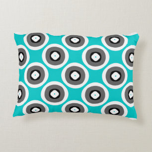Almofada Decorativa Azul-branco-tortuoso, azul-esverdeado, branco