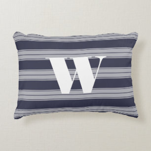 Almofada Decorativa Azul e Cinzas da meia-noite modernos - Stripes ini