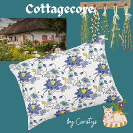 Almofada Decorativa Azul floral e amarelo