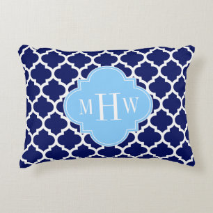 Almofada Decorativa Azul Marinho Branco Marroquino #5 Azul Céu Nome Mo
