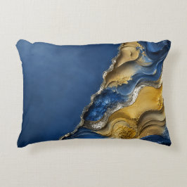 Almofada Decorativa Azul Marinho Dourado Presente de Decoração de Casa