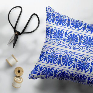 Almofada Decorativa Azul-padrão árabe mediterrânico grego