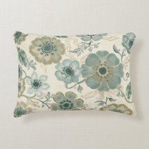 Azul Poeirento Suave Bege Verde Sage Floral Fazend