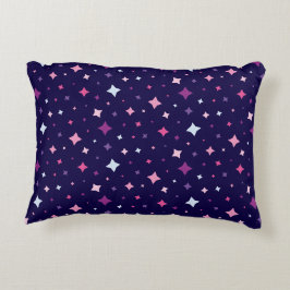 Almofada Decorativa Azul Rosa Estrelas Roxas Espaço Cósmico Céu Noturn