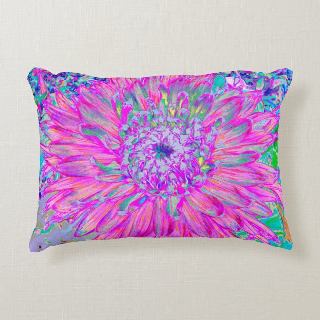Almofada Decorativa Azul rosa legal e Artsy Roxo Dahlia Bloom (Frente)