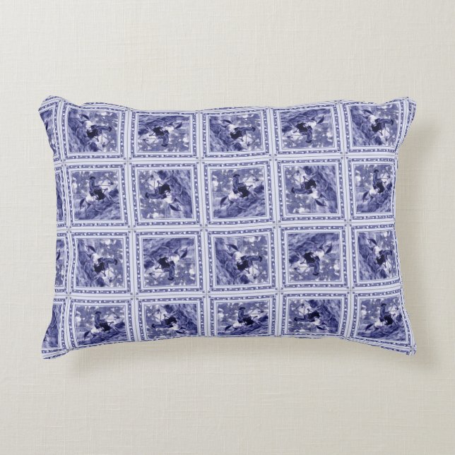 Almofada Decorativa Azulejo Azul Denim Ocidental  (Frente)