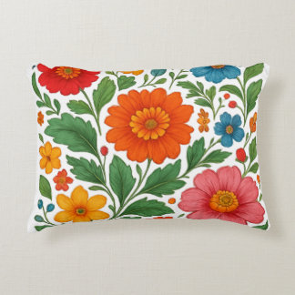 Almofada Decorativa Azulejo de Foto da Arte Folclórica Floral de Petry