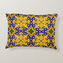 Almofada Decorativa Azulejo De Talavera Amarelo Azul Laranja