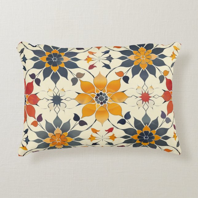 Almofada Decorativa Azulejo Floral de outono (Frente)