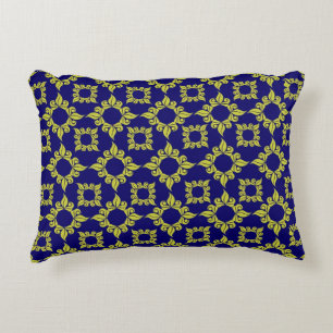 Almofada Decorativa Azulejo Mediterrâneo de Luxo Azul Amarelo