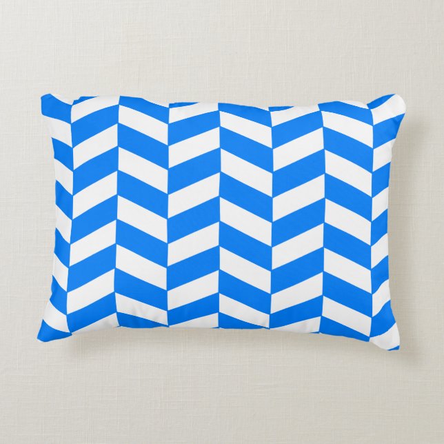Almofada Decorativa Azure Blue Herringbone (Verso)
