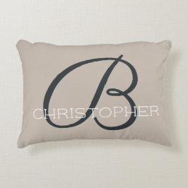 Almofada Decorativa B Inicial Moderno Tan Taupe Personalizado