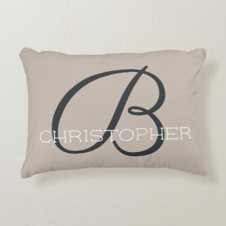 Almofada Decorativa B Inicial Moderno Tan Taupe Personalizado 
