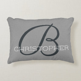 Almofada Decorativa B Inicial Nome Monograma Elegante Preto Branco Cin