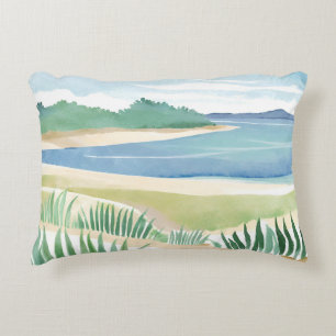 Almofada Decorativa Baía de Grama de Praia Mar Costeiro Oceano Aquar