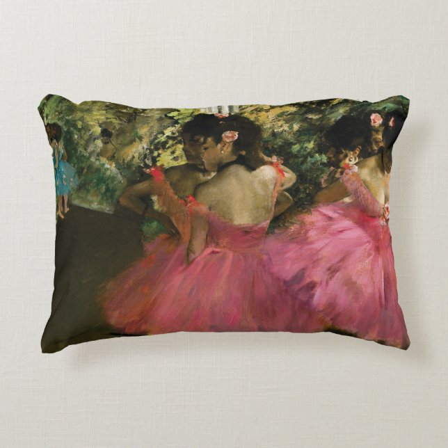 Almofada Decorativa Bailarinas no rosa por Edgar Degas (Frente)