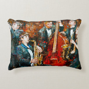 Almofada Decorativa banda de jazz na moda tocando música no local, de