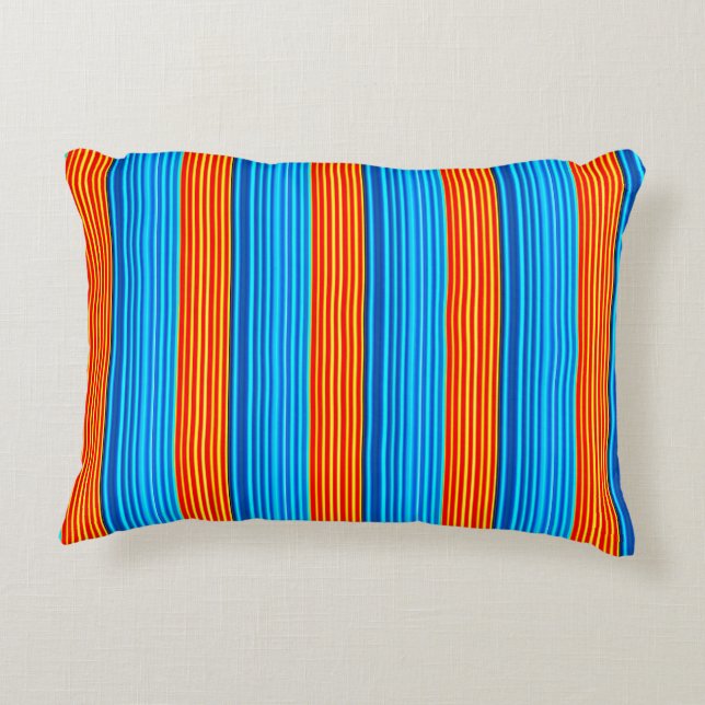 Almofada Decorativa Bandas Azuis e Laranja (Verso)