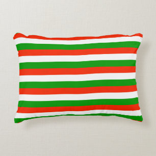 Almofada Decorativa Bandas vermelhas, verdes e brancas