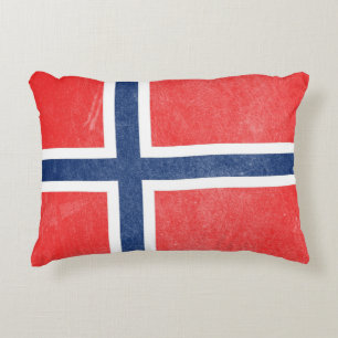 Almofada Decorativa Bandeira da Noruega Grunge