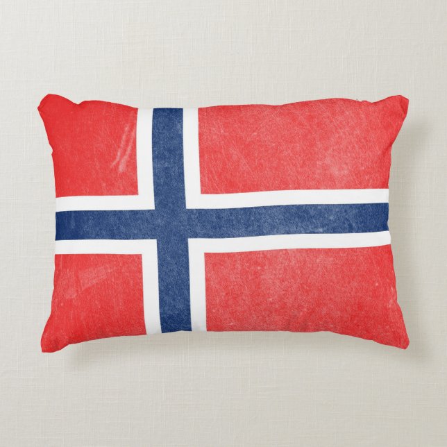 Almofada Decorativa Bandeira da Noruega Grunge (Frente)