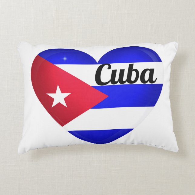 Almofada Decorativa Bandeira do Coração de Cuba (Frente)