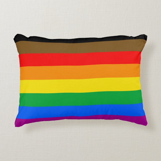 Almofada Decorativa Bandeira do Orgulho Arco-íris da Filadélfia (Frente)