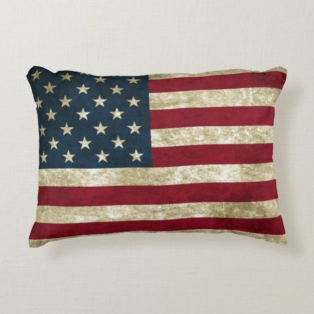 Almofada Decorativa Bandeira dos EUA Grunge (Frente)