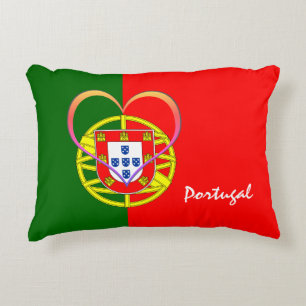 Almofada Decorativa Bandeira e coração portugueses - Portugal/adepto