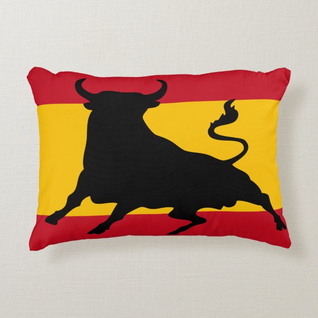 Almofada Decorativa Bandeira espanhola com touro (Frente)