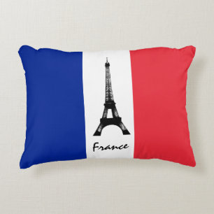Almofada Decorativa Bandeira francesa e Torre Eiffel - França/adeptos