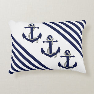 Almofada Decorativa Barco/Ancora/nó/faixas Marinhos náuticas