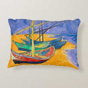 Almofada Decorativa Barcos de Van Gogh Impressionismo Praia