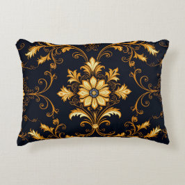 Almofada Decorativa "Barockes Ornament-Muster in Gold und Schwarz" Dec