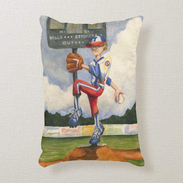 Almofada Decorativa Baseball Pitcher sobre monte por Jay Throckmorton (Frente(Vertical))