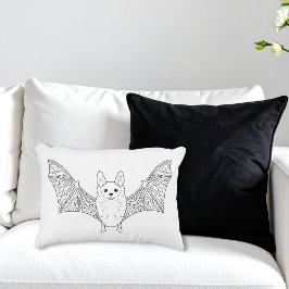 Almofada Decorativa Bat Line Art Halloween Art