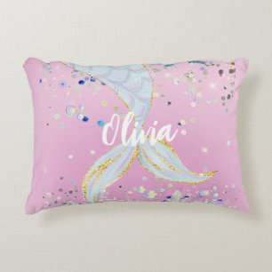 Almofada Decorativa Bateria De Sereia Com Glitter Whimsical Sob O Mar