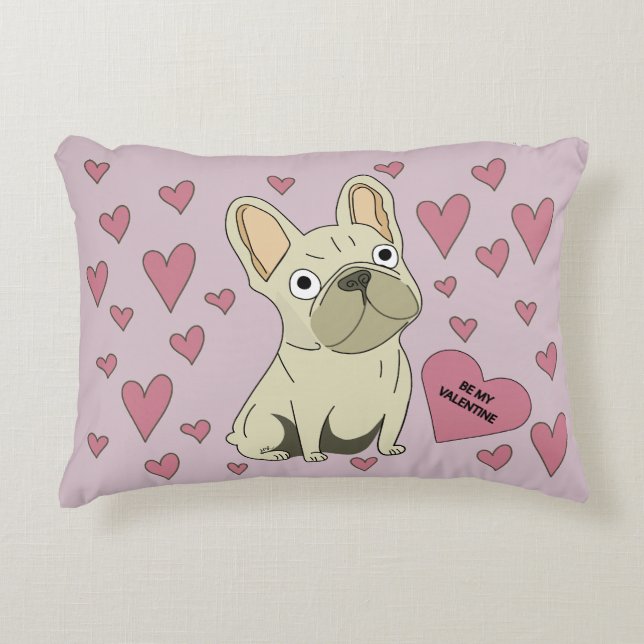 Almofada Decorativa Be my Valentine, French Bulldog (Frente)