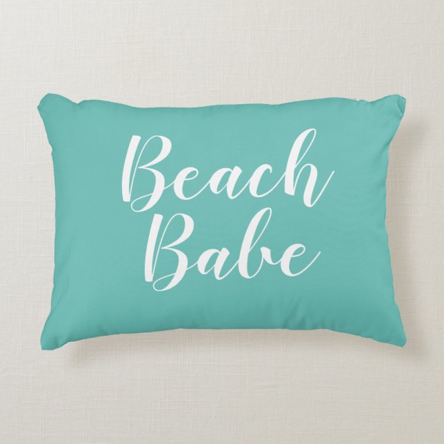 Almofada Decorativa Beach Babe Beach Turquoise Script (Frente)