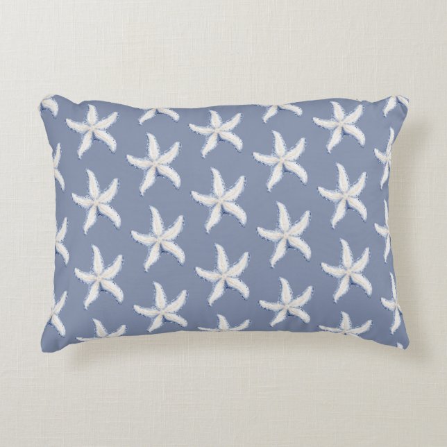 Almofada Decorativa Beach Blue White Starfish (Frente)